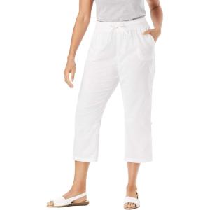 Woman Within Plus Size Convertible Length Cargo Capri/Bermuda(White)