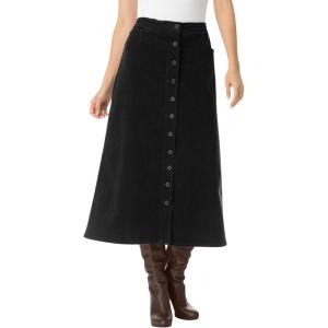Woman Within Plus Size Corduroy Skirt(Black)