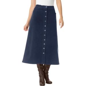 Woman Within Plus Size Corduroy Skirt(Navy)