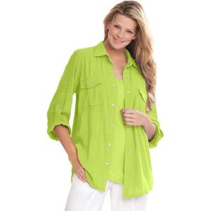 Woman Within Plus Size Cotton Gauze Bigshirt(Lime)