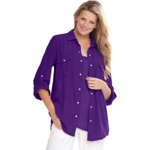 Woman Within Plus Size Cotton Gauze Bigshirt(Radiant Purple)