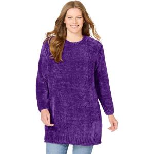 Woman Within Plus Size Crewneck Chenille Sweater(Radiant Purple)