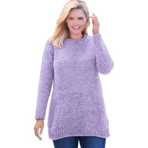Woman Within Plus Size Crewneck Chenille Sweater(Soft Iris)