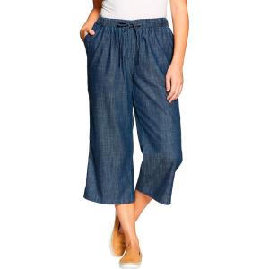 Woman Within Plus Size Drawstring Denim Capri(Indigo)