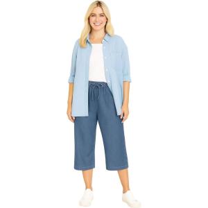 Woman Within Plus Size Drawstring Denim Capri(Stonewash)