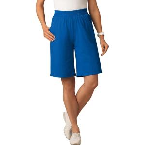 Woman Within Plus Size Elastic-Waist Knit Short(Bright Cobalt)