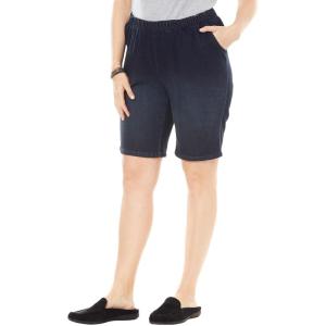 Woman Within Plus Size Fineline Denim Short(Indigo Sanded)