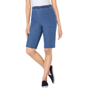 Woman Within Plus Size Fineline Denim Short(Medium Stonewash)