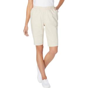 Woman Within Plus Size Fineline Denim Short(Natural Khaki)
