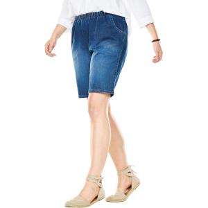 Woman Within Plus Size Fineline Denim Short(Stonewash Sanded)
