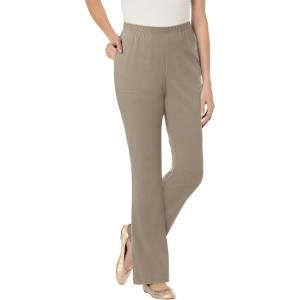 Woman Within Plus Size Fineline Stretch Denim Pull-On Bootcut Jeans(Bark)