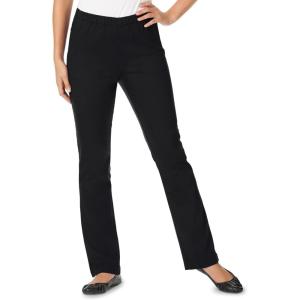 Woman Within Plus Size Fineline Stretch Denim Pull-On Bootcut Jeans(Black)