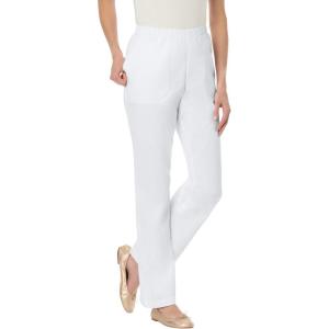 Woman Within Plus Size Fineline Stretch Denim Pull-On Bootcut Jeans(White)