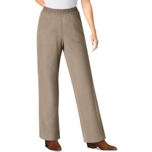 Woman Within Plus Size Fineline Stretch Denim Wide-Leg Pull-On Jeans(Bark)