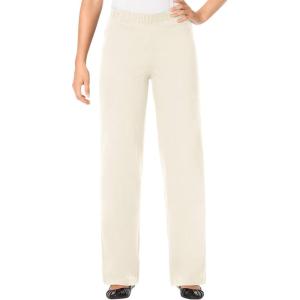 Woman Within Plus Size Fineline Stretch Denim Wide-Leg Pull-On Jeans(Natural Khaki)