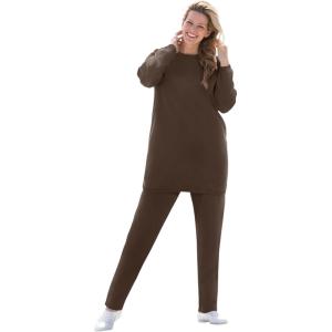 Woman Within Plus Size Fleece Sweatshirt Set(Chocolate)