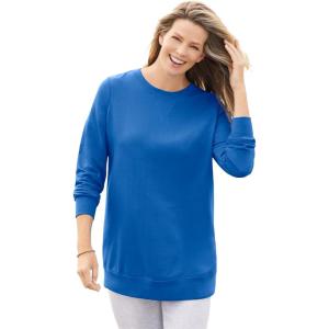 Woman Within Plus Size Fleece Sweatshirt(Bright Cobalt)