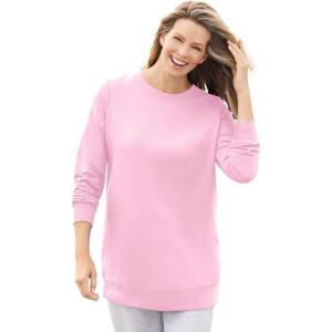 Woman Within Plus Size Fleece Sweatshirt(Pink)