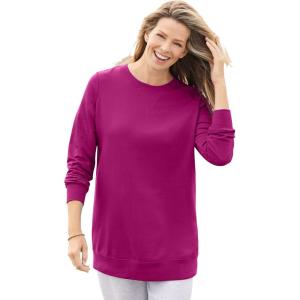 Woman Within Plus Size Fleece Sweatshirt(Raspberry)