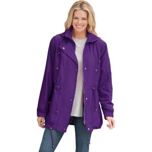 Woman Within Plus Size Fleece-Lined Taslon Anorak(Radiant Purple)