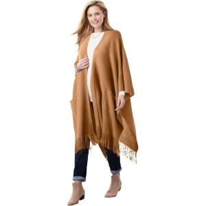 Woman Within Plus Size Fringed Cape(Classic Soft Camel)