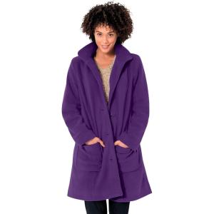 Woman Within Plus Size Hooded A-Line Fleece Coat(Radiant Purple)