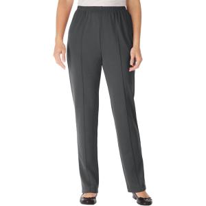 Woman Within Plus Size Knit Pull-On Elastic-Waist Pants(Dark Charcoal)
