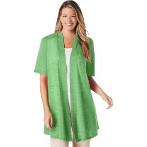 Woman Within Plus Size Lightweight Open Front Cardigan(Pistachio)