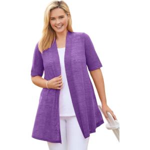 Woman Within Plus Size Lightweight Open Front Cardigan(Pretty Violet)