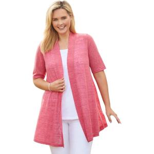 Woman Within Plus Size Lightweight Open Front Cardigan(Sweet Coral)