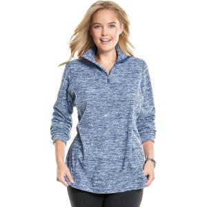 Woman Within Plus Size Microfleece Quarter-Zip Pullover(Evening Blue Marled)