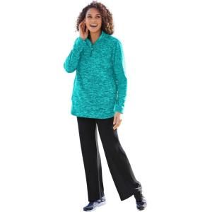 Woman Within Plus Size Microfleece Quarter-Zip Pullover(Seafoam Marled)