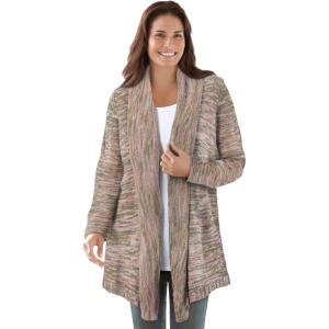 Woman Within Plus Size Multi Marled Cardigan(Ivory Multi Space Dye)