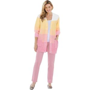 Woman Within Plus Size Ombre Shaker Cardigan(Delicate Pink Ombre)