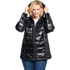 Woman Within Plus Size Packable Puffer Jacket(Black)