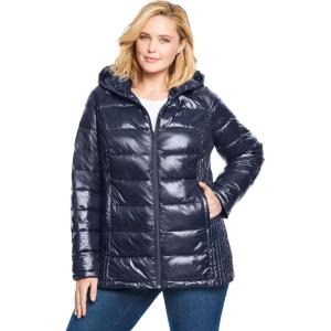 Woman Within Plus Size Packable Puffer Jacket(Navy)