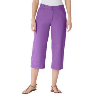 Woman Within Plus Size Perfect 5-Pocket Back-Elastic Denim Capri(Pretty Violet)