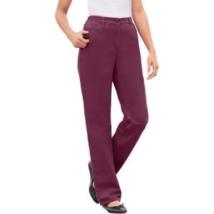 Woman Within Plus Size Perfect All-Cotton Back-Elastic Denim Jeans(Deep Claret)