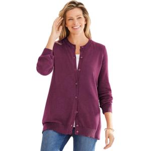 Woman Within Plus Size Perfect Long-Sleeve Cardigan(Deep Claret)