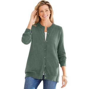 Woman Within Plus Size Perfect Long-Sleeve Cardigan(Pine)