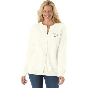 Woman Within Plus Size Perfect Long-Sleeve Cardigan(White)