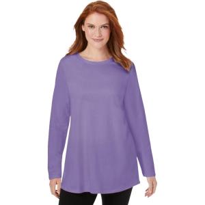 Woman Within Plus Size Perfect Long-Sleeve Crewneck Tunic(Soft Iris)
