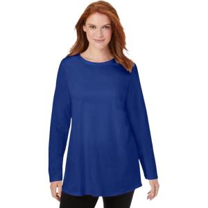 Woman Within Plus Size Perfect Long-Sleeve Crewneck Tunic(Ultra Blue)