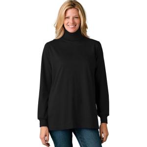 Woman Within Plus Size Perfect Long-Sleeve Turtleneck Tee (Petite Available)(Black)