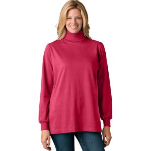 Woman Within Plus Size Perfect Long-Sleeve Turtleneck Tee (Petite Available)(Classic Red)