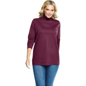 Woman Within Plus Size Perfect Long-Sleeve Turtleneck Tee (Petite Available)(Deep Claret)