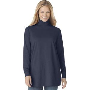 Woman Within Plus Size Perfect Long-Sleeve Turtleneck Tee (Petite Available)(Navy)
