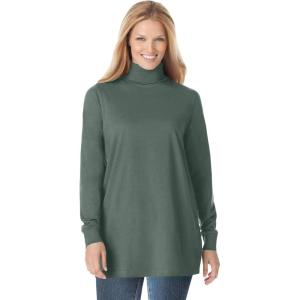 Woman Within Plus Size Perfect Long-Sleeve Turtleneck Tee (Petite Available)(Pine)