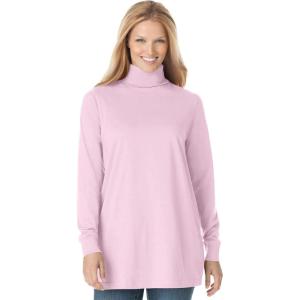 Woman Within Plus Size Perfect Long-Sleeve Turtleneck Tee (Petite Available)(Pink)