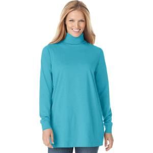 Woman Within Plus Size Perfect Long-Sleeve Turtleneck Tee (Petite Available)(Pretty Turquoise)